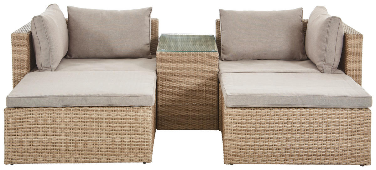 LOUNGE GARNITURA   plastika, staklo, tekstil  smeđa    - siva/smeđa, Moderno, staklo/tekstil - Ambia Garden