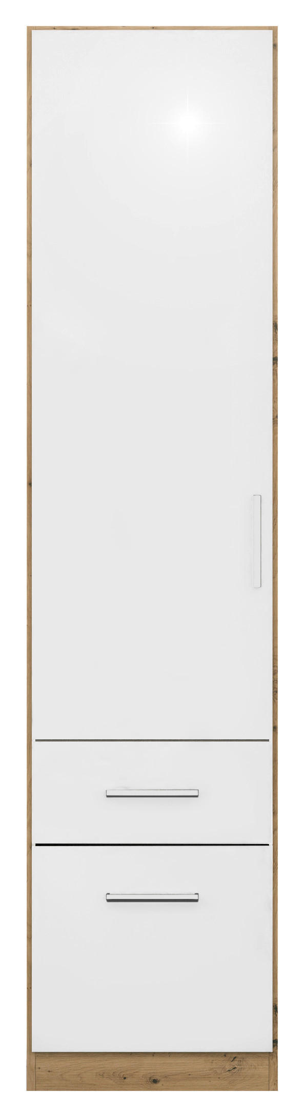 DREHTÜRENSCHRANK  in Eiche Artisan, Weiß Hochglanz  - Chromfarben/Weiß Hochglanz, MODERN, Holzwerkstoff/Kunststoff (47/210/54cm) - Rauch Möbel