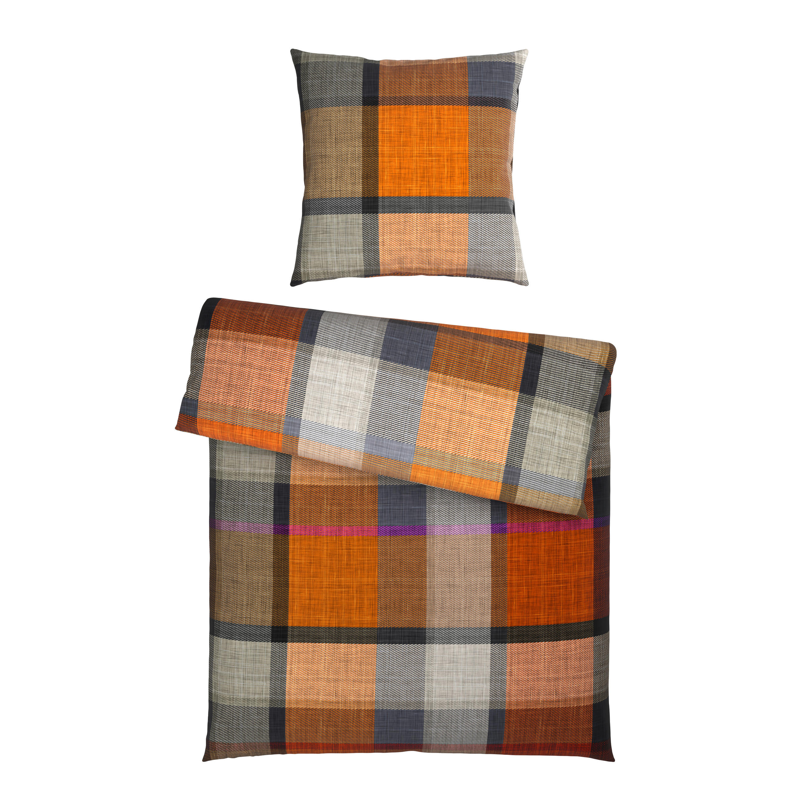 BETTWÄSCHE Flanell 155/220 cm  - Orange, Textil (155/220cm) - Novel