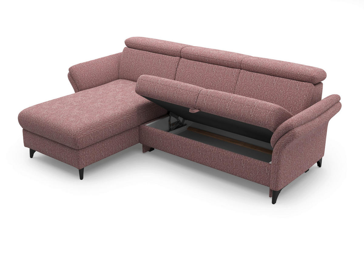 ECKSOFA GLENDALE E in Chenille Aubergine  166/253 cm  - Aubergine/Schwarz, KONVENTIONELL, Textil/Metall (166/253cm) - Sit & More
