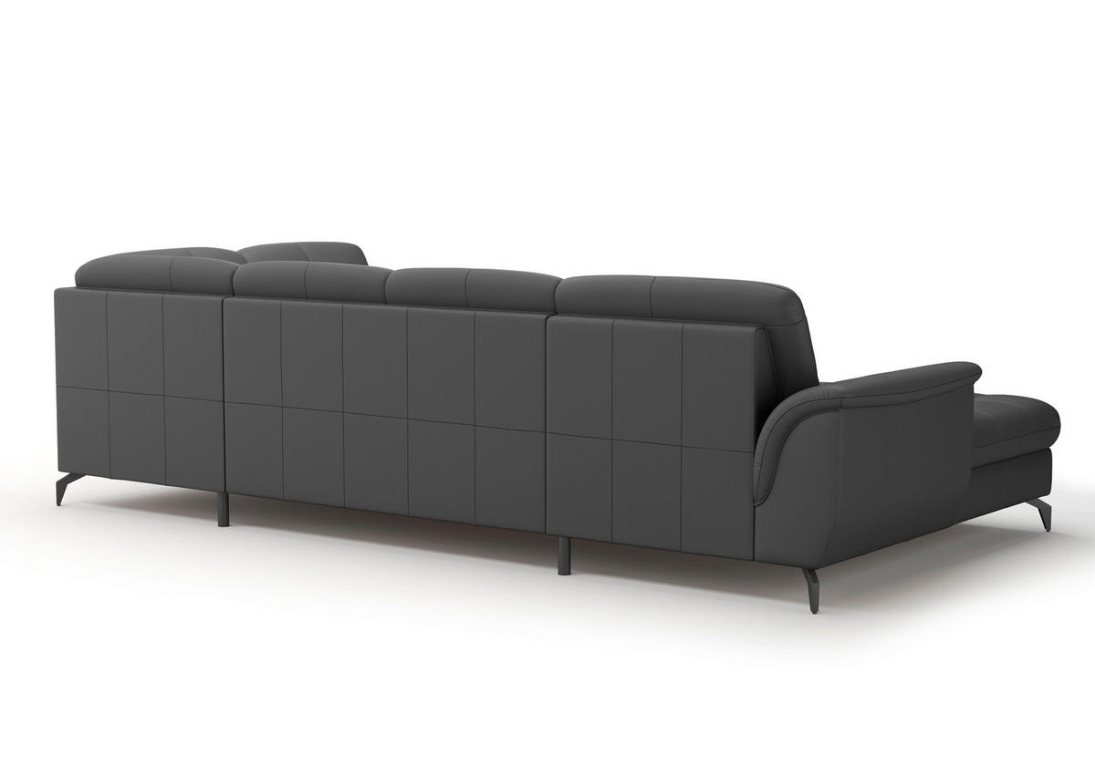 WOHNLANDSCHAFT Schwarz Echtleder  - Schwarz, MODERN, Leder/Metall (164/319/212cm) - Sit & More