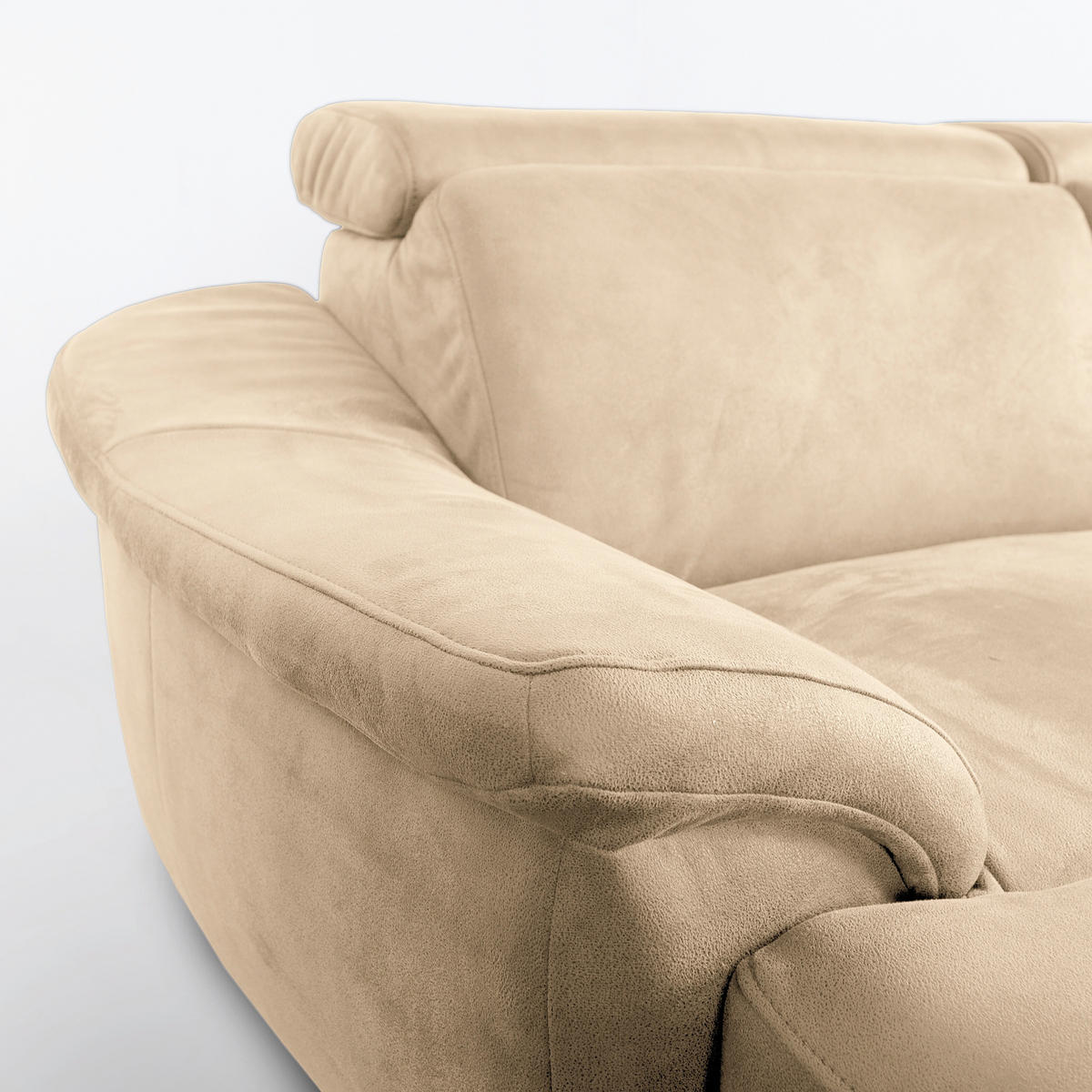 WOHNLANDSCHAFT Mikrofaser Beige  - Beige/Naturfarben, Design, Holz/Textil (238/347/273cm) - Livetastic