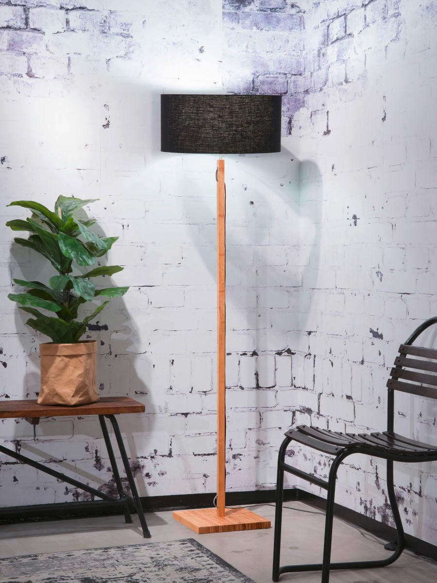STEHLEUCHTE 47/167 cm    - Schwarz/Naturfarben, Trend (47/167cm) - Good & Mojo