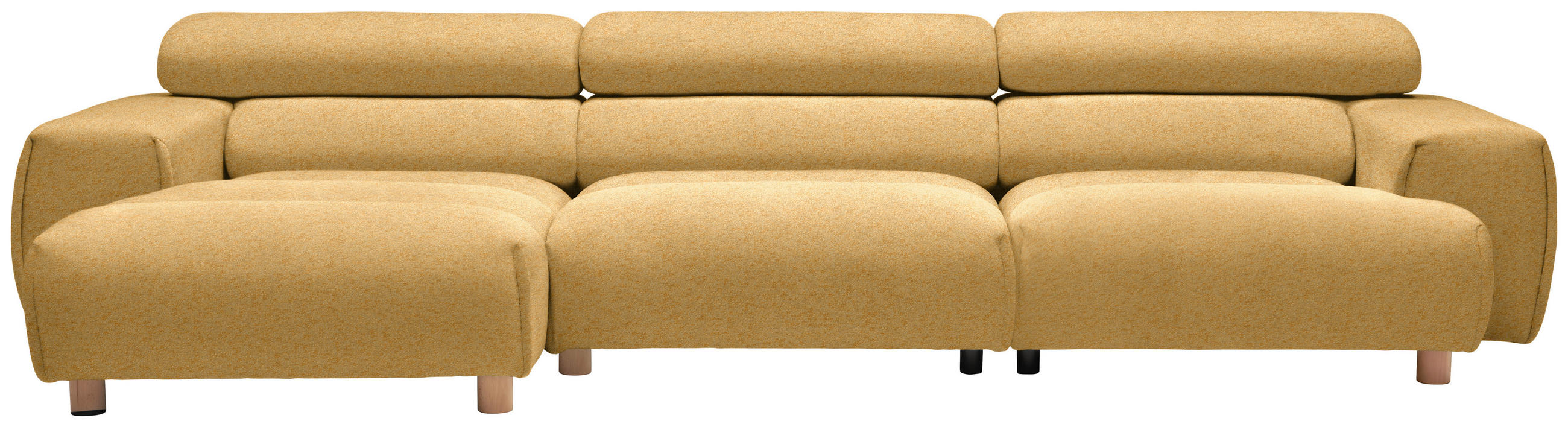 ECKSOFA in Velours Currygelb  - Currygelb, Natur, Holz/Textil (150/329cm) - Lomoco