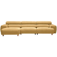 ECKSOFA in Velours Currygelb  - Currygelb, Natur, Holz/Textil (150/329cm) - Lomoco