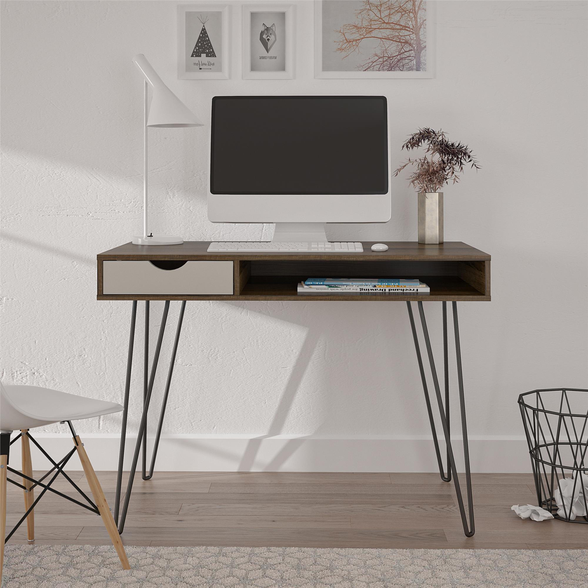 SCHREIBTISCH 104/77/49 cm  in Grau, Eichefarben  - Eichefarben/Eiche grau, Design, Holzwerkstoff/Metall (104/77/49cm) - MID.YOU