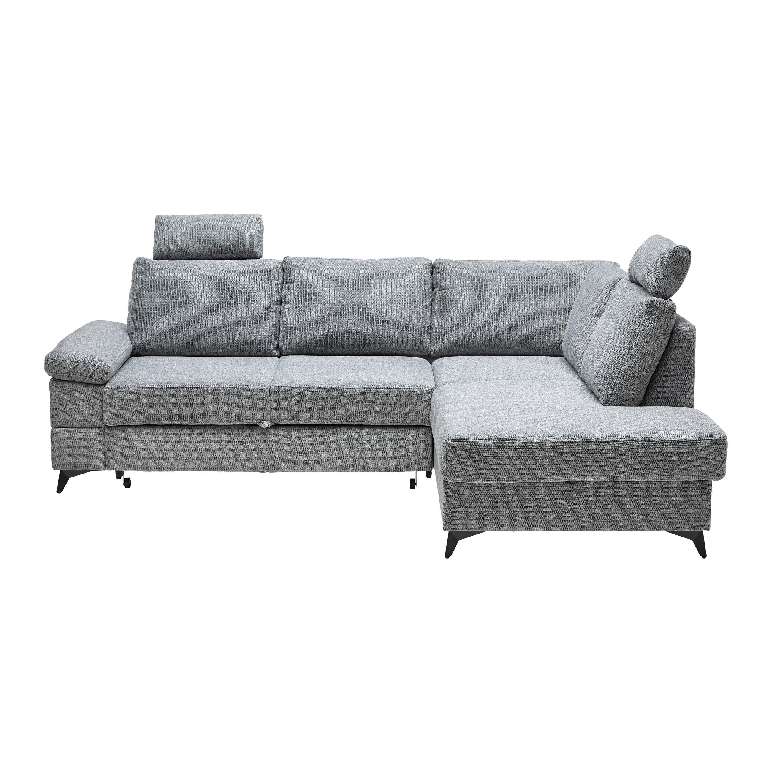 ECKSOFA Webstoff Grau  - Schwarz/Grau, Modern, Textil/Metall (250/189cm) - MID.YOU