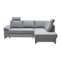 ECKSOFA Webstoff Grau  - Schwarz/Grau, Modern, Textil/Metall (250/189cm) - MID.YOU