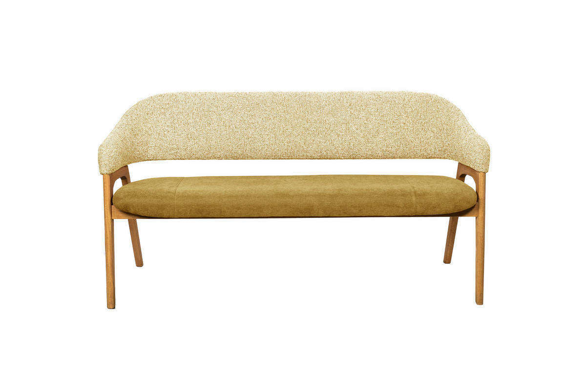 SITZBANK 168/84/56 cm Batist, Bouclé Gelb Holz  - Eichefarben/Gelb, KONVENTIONELL, Holz/Textil (168/84/56cm) - Linea Natura