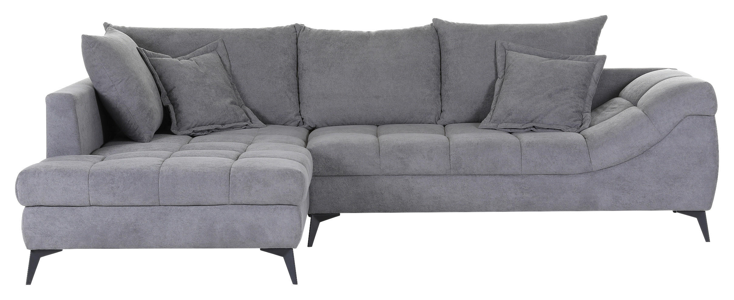 ECKSOFA Grau Flachgewebe  - Schwarz/Grau, Design, Textil/Metall (224/307cm) - Stylife