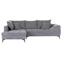 ECKSOFA in Flachgewebe Grau  - Schwarz/Grau, Design, Textil/Metall (224/307cm) - Stylife