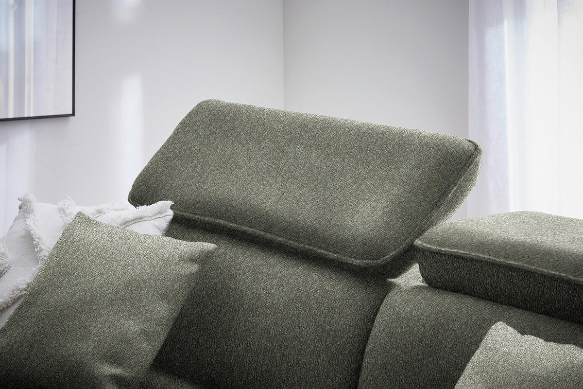 ECKSOFA in Struktur Hellgrau, Grün  - Hellgrau/Schwarz, Design, Holz/Textil (185/232cm) - Stylife