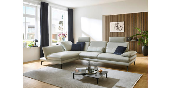 ECKSOFA in Echtleder Silberfarben  - Silberfarben/Schwarz, Design, Leder/Metall (195/308cm) - Dieter Knoll