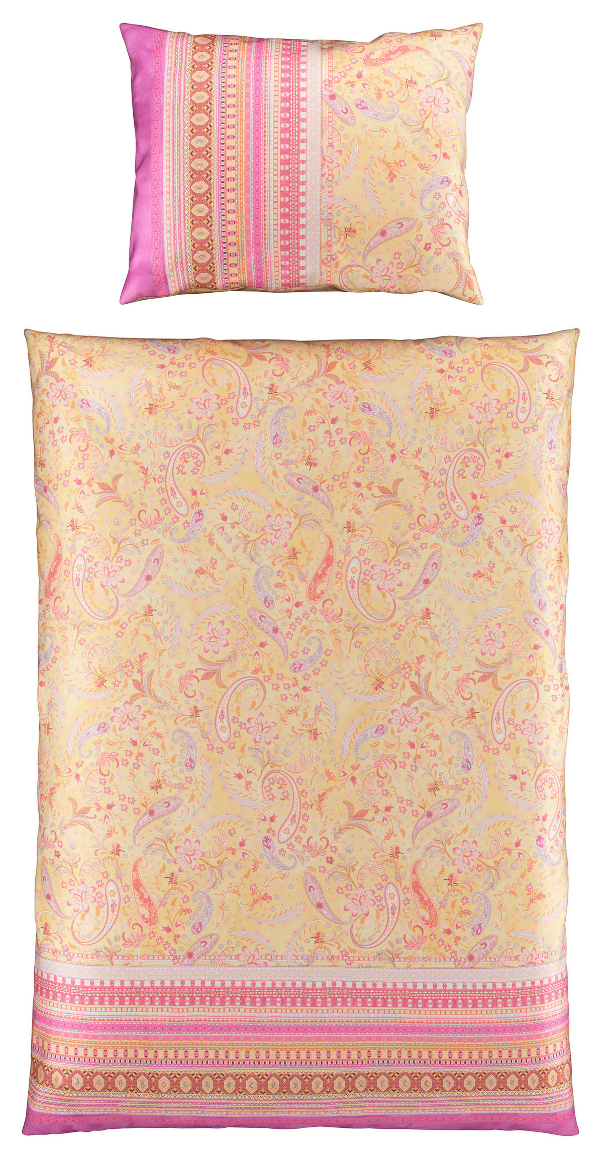 BETTWÄSCHE Makosatin 140/200 cm  - Gelb, KONVENTIONELL, Textil (140/200cm) - Bassetti
