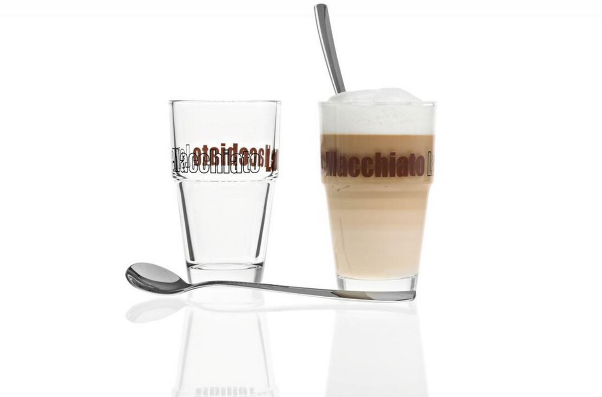 LATTE-MACCHIATO-GLAS - Klar/Schwarz, Basics, Glas (8,6/14cm) - Leonardo