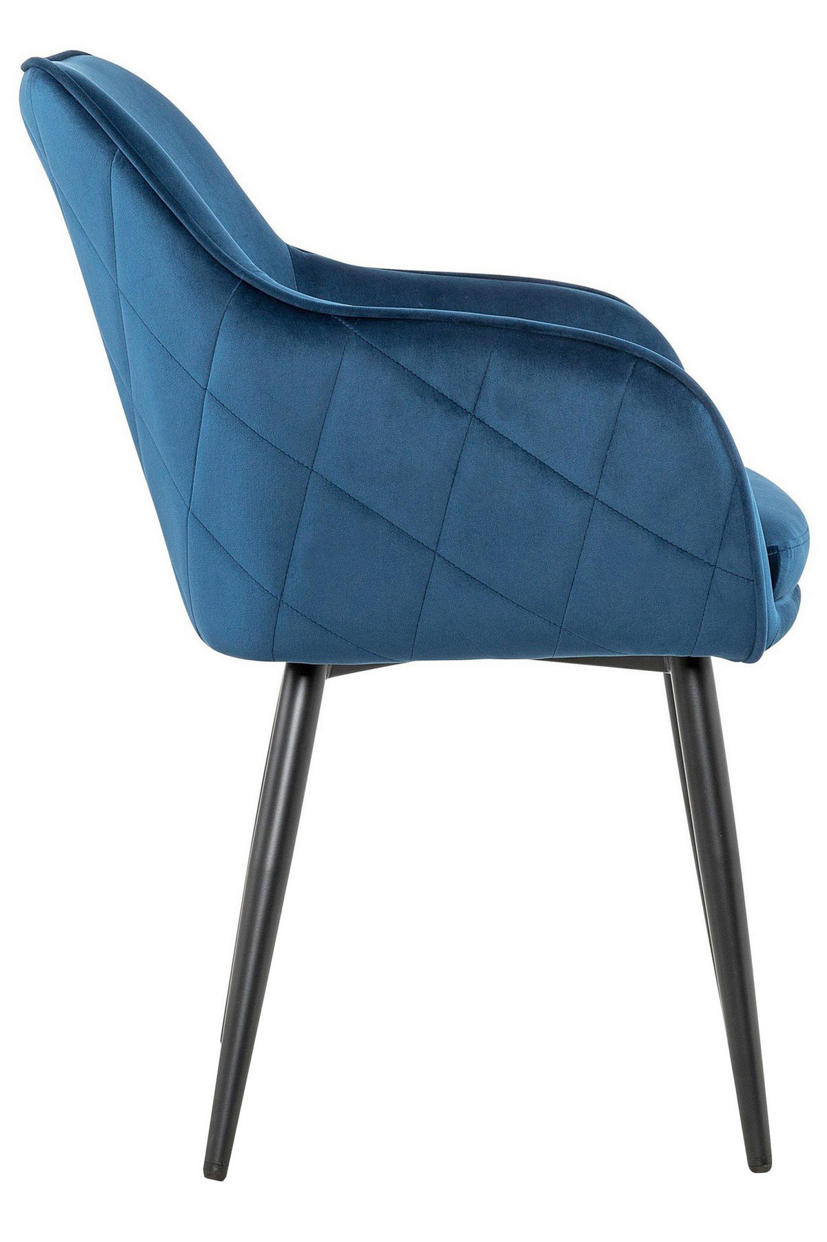 ARMLEHNSTUHL  in Samt  - Blau/Schwarz, MODERN, Textil/Metall (61/85/60cm) - Livetastic