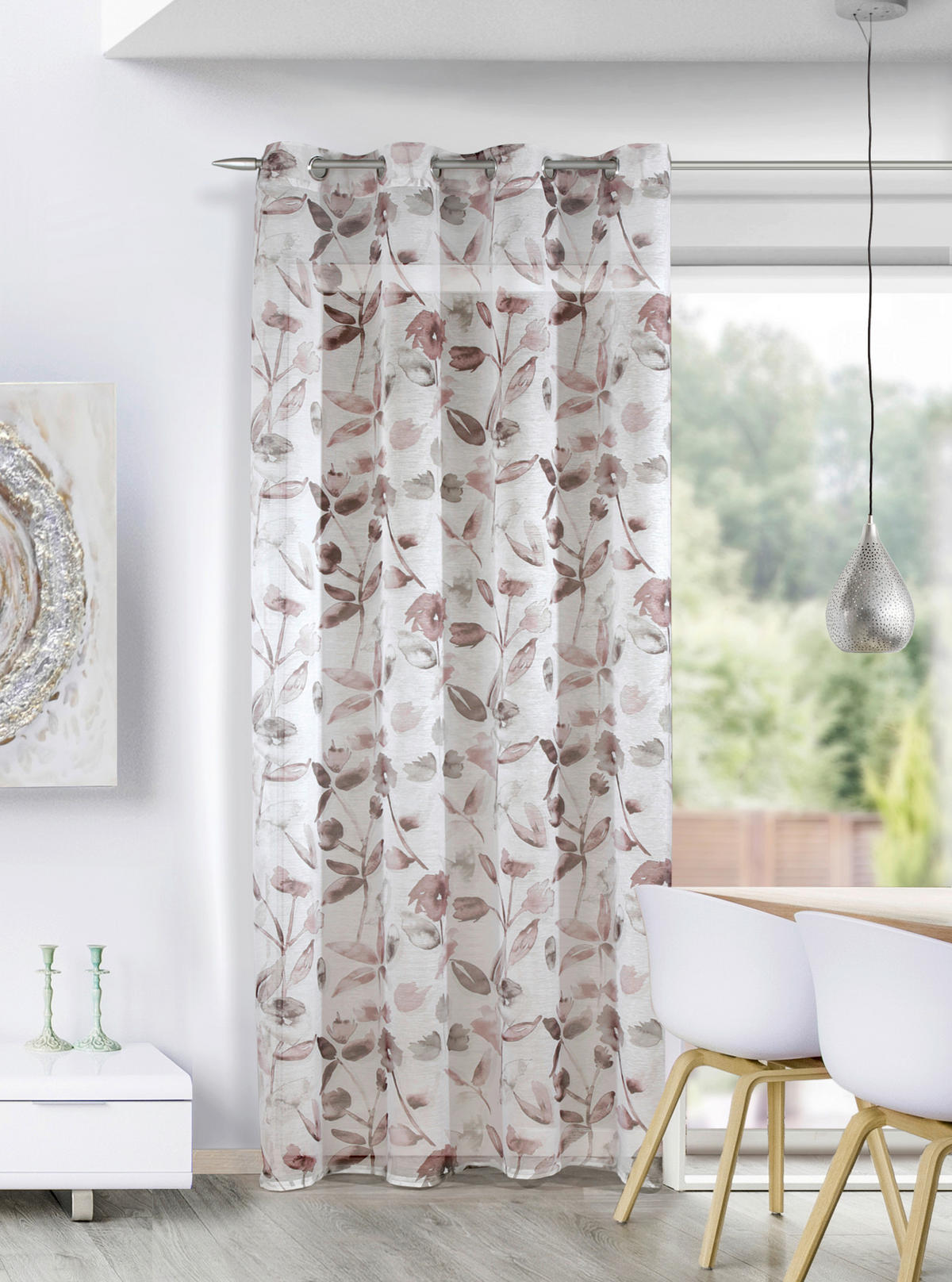 FERTIGVORHANG halbtransparent  - Hellbraun, Basics, Textil (140/245cm)