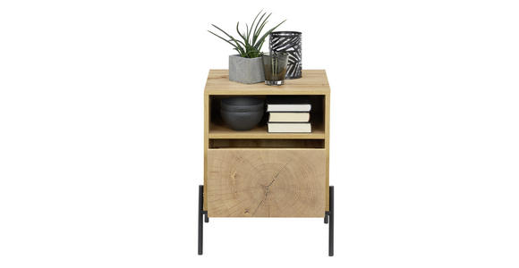 NACHTSCHRANK 44/55/40 cm - Eichefarben/Schwarz, Design, Holzwerkstoff/Metall (44/55/40cm) - Carryhome