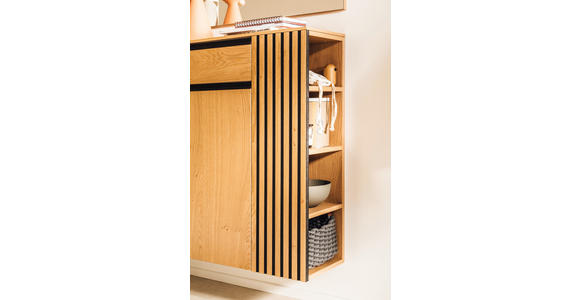 GARDEROBE 3-teilig  in 150/200/30 cm  - Eichefarben/Schwarz, Design, Holz/Holzwerkstoff (150/200/30cm) - Moderano