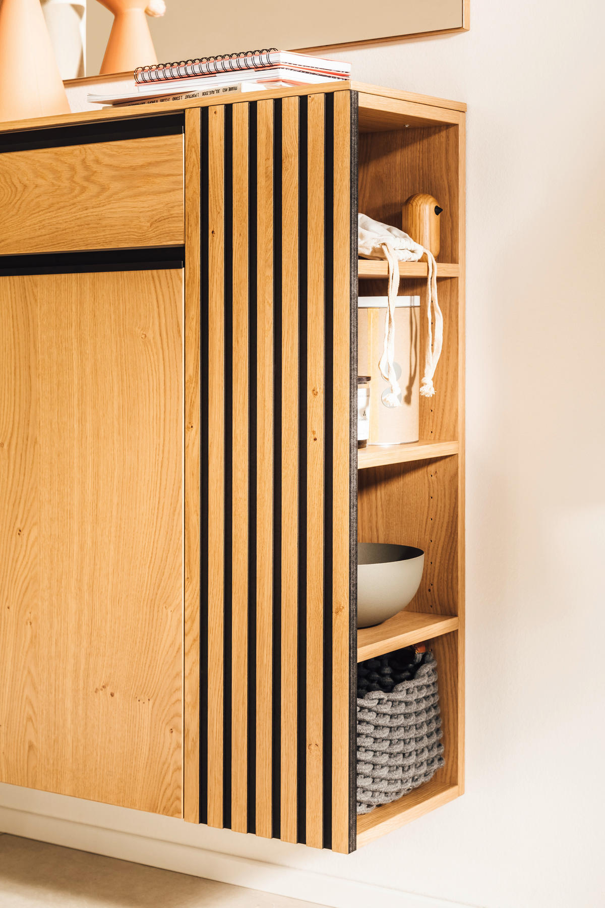 GARDEROBE 3-teilig  in 150/200/30 cm  - Eichefarben/Schwarz, Design, Holz/Holzwerkstoff (150/200/30cm) - Moderano