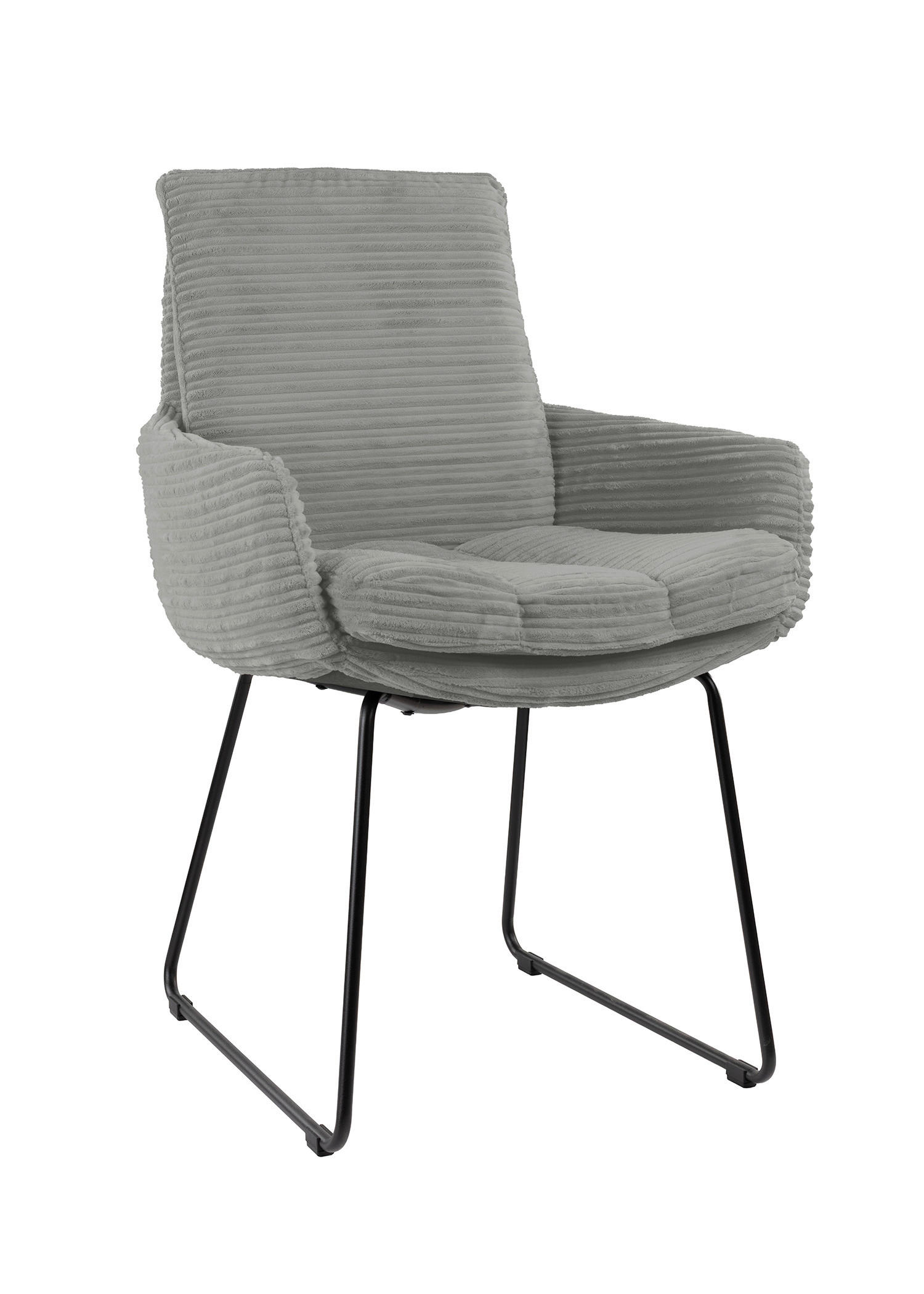 ARMLEHNSTUHL  Beinauswahl, ergonomische Rückenlehne, Stoff-/Lederauswahl gerippt  Grau  - Schwarz/Grau, Design, Textil/Metall (60/91/62cm) - Valdera