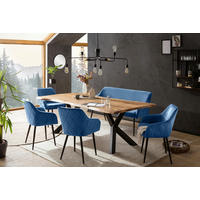 TISCHGRUPPE   - Blau/Naturfarben, MODERN, Holz/Textil (240/110/76,5cm) - Livetastic