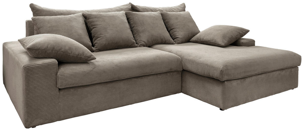 ECKSOFA Graubraun Cord  - Graubraun/Schwarz, MODERN, Kunststoff/Textil (278/200cm) - Livetastic