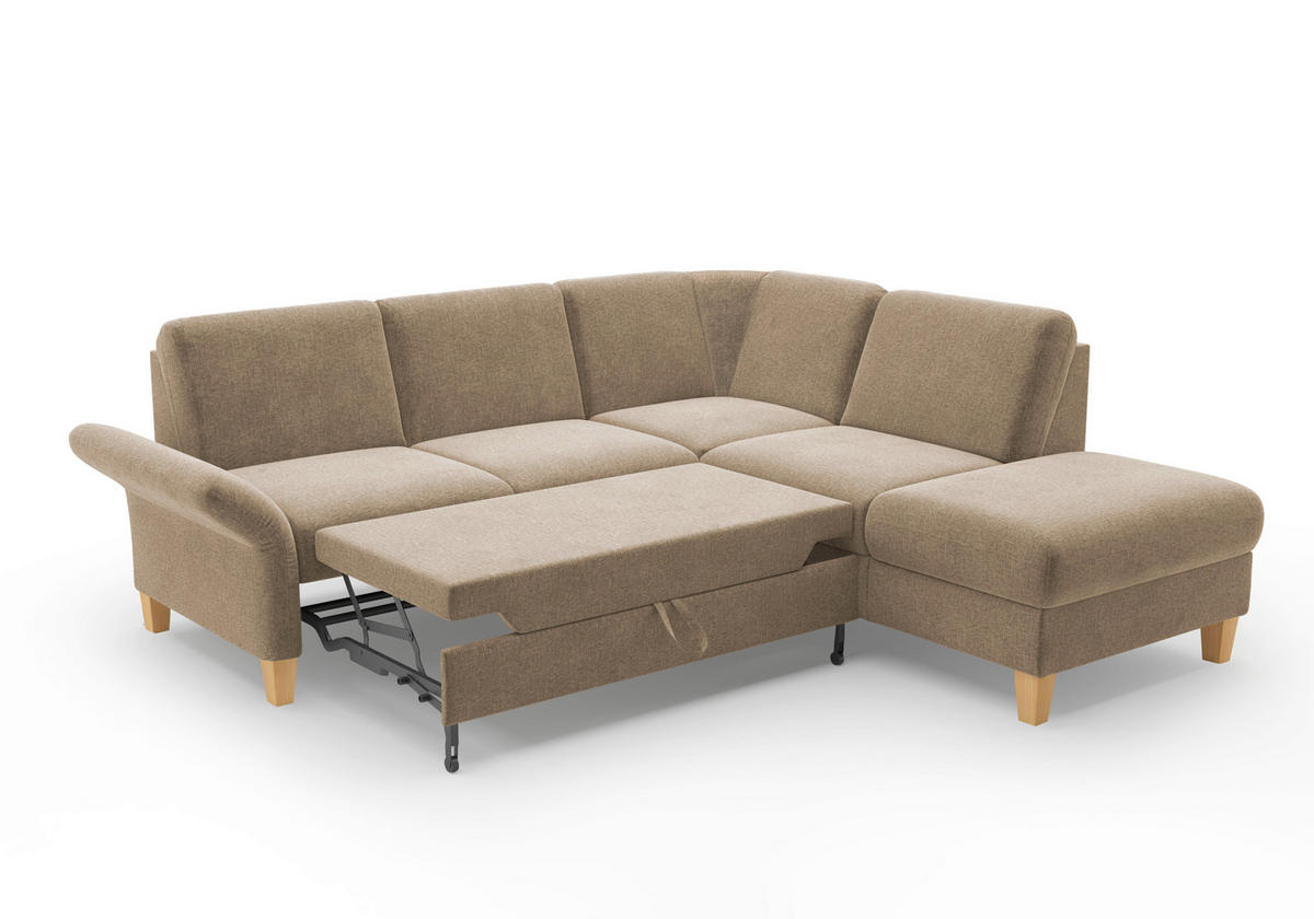 ECKSOFA ROCHELLE E Hellbraun Flachgewebe  - Hellbraun/Eichefarben, KONVENTIONELL, Holz/Textil (240/216cm) - Sit & More