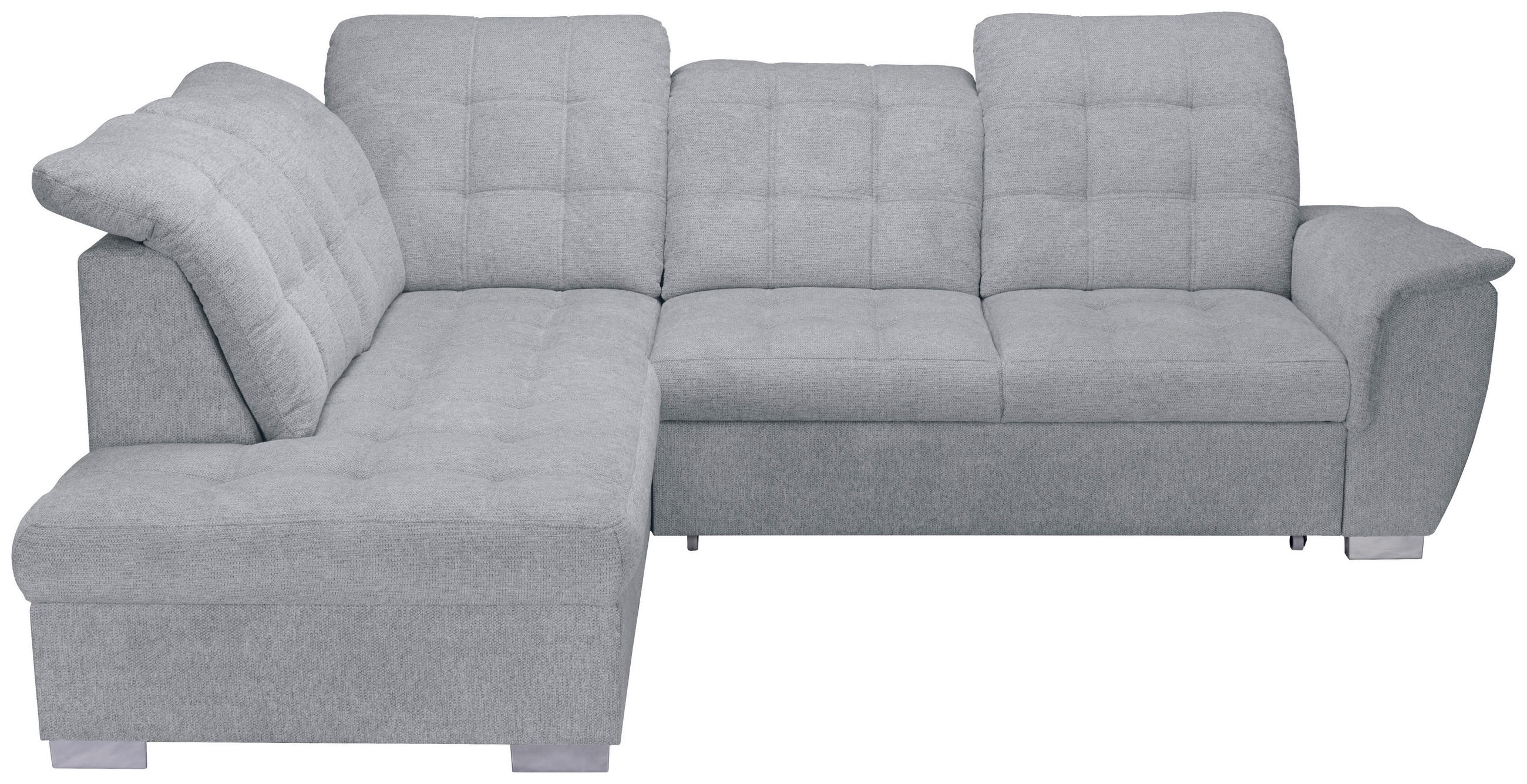ECKSOFA Hellgrau Chenille  - Chromfarben/Hellgrau, KONVENTIONELL, Kunststoff/Textil (205/260cm) - Carryhome
