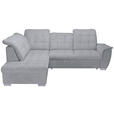 ECKSOFA Hellgrau Chenille  inkl. Bettkasten, Schlaffunktion, Rücken echt, Kopfteilverstellung, Liegefläche im Originalstoff  - Chromfarben/Hellgrau, KONVENTIONELL, Kunststoff/Textil (205/260cm) - Carryhome