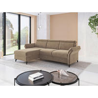 ECKSOFA GLENDALE E Hellbraun Flachgewebe Kopfteilverstellung  - Hellbraun/Schwarz, KONVENTIONELL, Textil/Metall (166/253cm) - Sit & More
