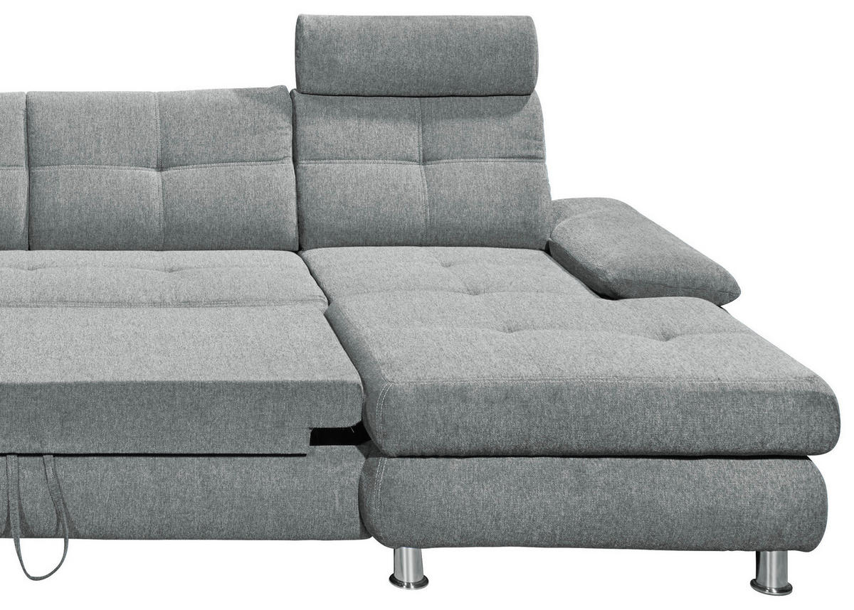 WOHNLANDSCHAFT Hellgrau Webstoff  - Hellgrau, MODERN, Kunststoff/Textil (233/349/177cm) - MID.YOU