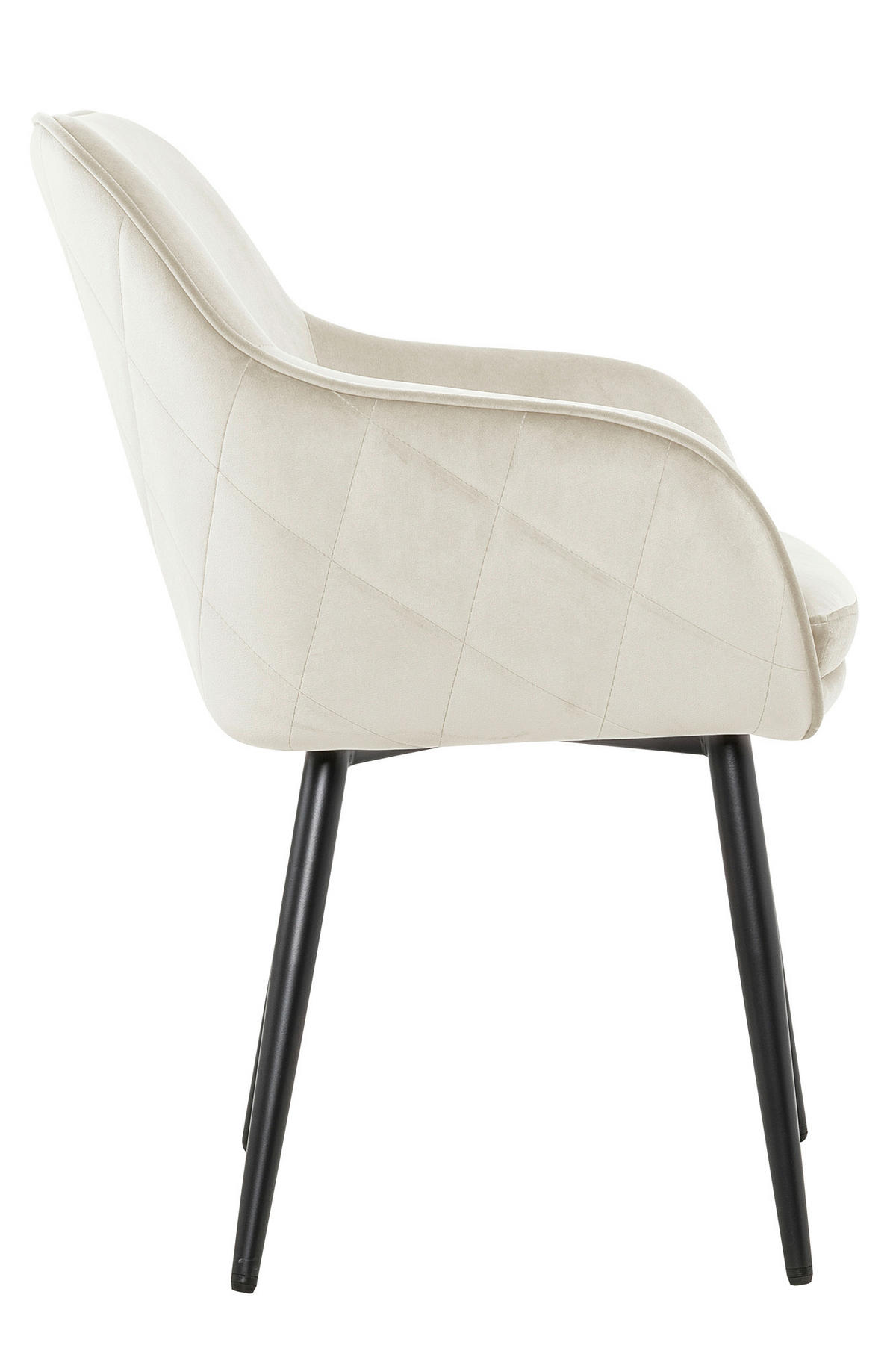 ARMLEHNSTUHL  in Samt  - Creme/Schwarz, MODERN, Textil/Metall (61/85/60cm) - Livetastic