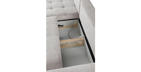 ECKSOFA Ecru Chenille  - Ecru/Schwarz, KONVENTIONELL, Holz/Textil (180/266cm) - Carryhome