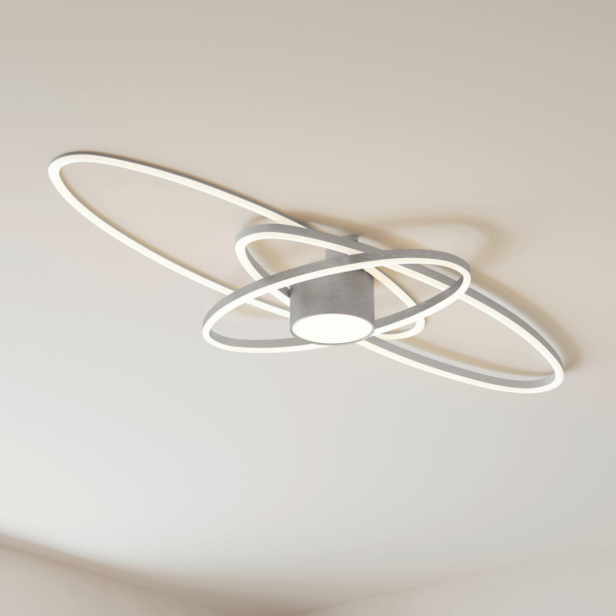LED-TAKLAMPA Cuva 58 W 101/43/8,5 cm  - nickelfärgad, Design, metall/plast (101/43/8,5cm) - Novel