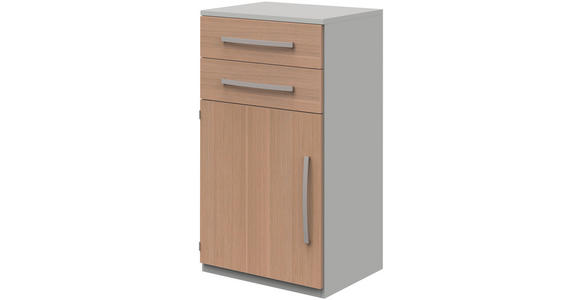 AKTENSCHRANK Eichefarben, Hellgrau - Eichefarben/Hellgrau, Design, Holzwerkstoff (60/111,7/43cm) - Moderano