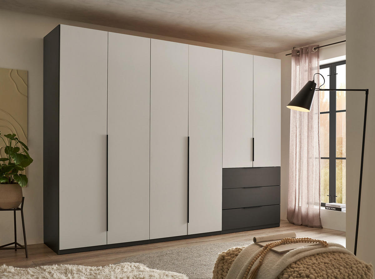 DREHTÜRENSCHRANK Graphitfarben, Hellgrau  - Hellgrau/Schwarz, Modern, Holzwerkstoff/Kunststoff (300/225,5/59,5cm) - MID.YOU