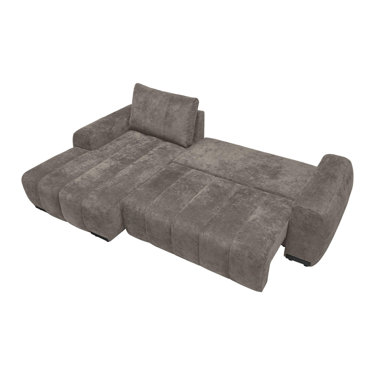 ECKSOFA Flachgewebe Graubraun  - Schwarz Hochglanz/Graubraun, Modern, Textil/Metall (166/93/273cm) - MID.YOU