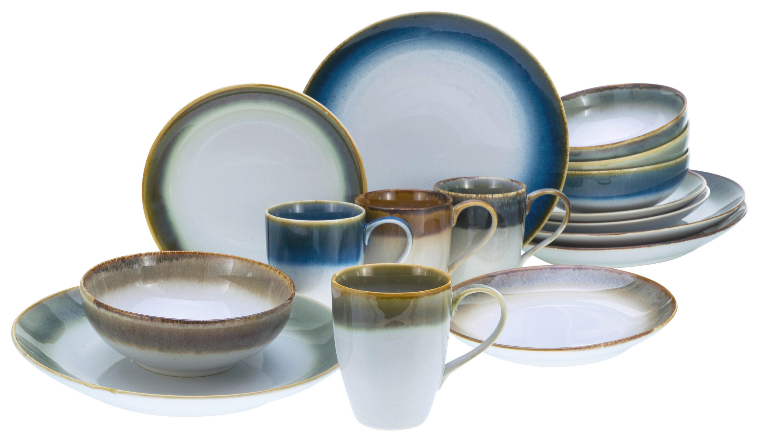 KOMBISERVICE 16-teilig CASCADE  - Multicolor, Basics, Keramik (34/31/33cm) - Creatable