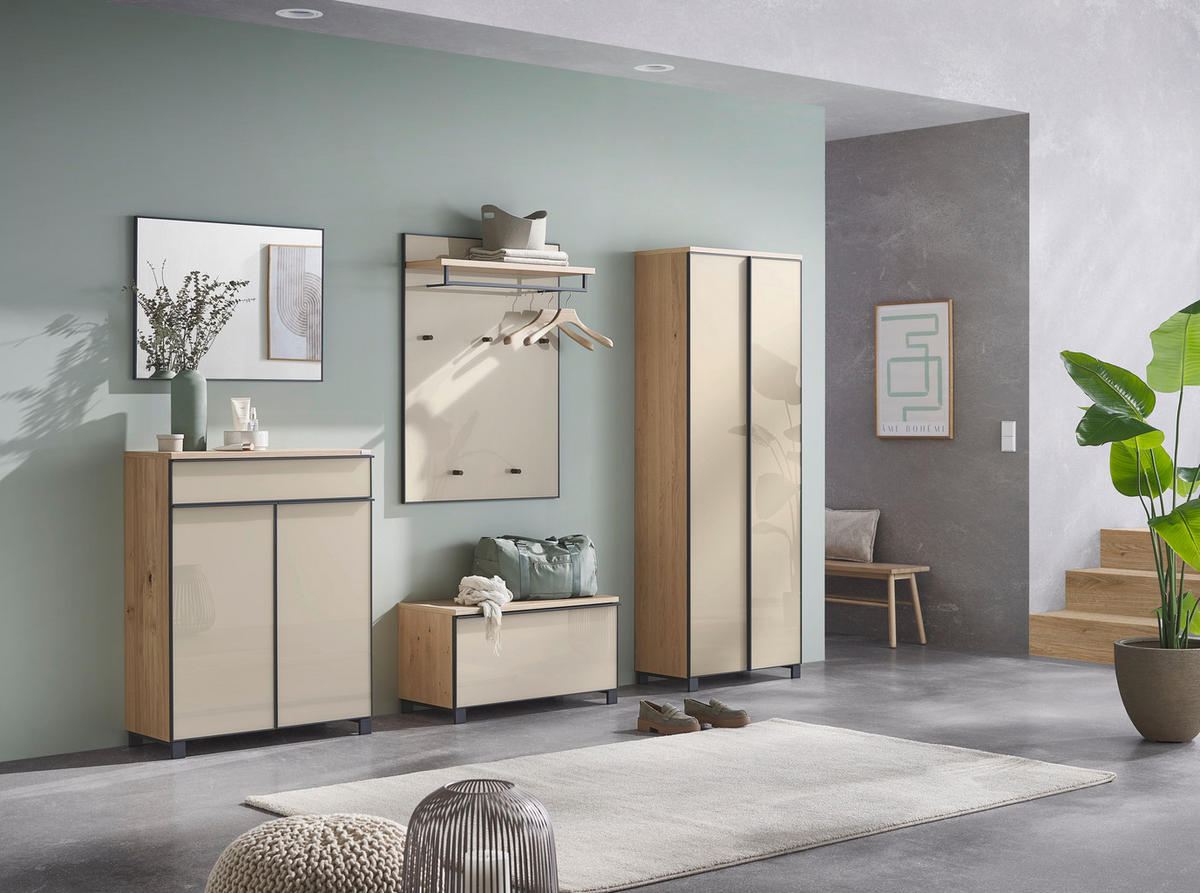 GARDEROBENBANK  in 84/45/40 cm  - Eichefarben/Anthrazit, Design, Metall (84/45/40cm) - Dieter Knoll