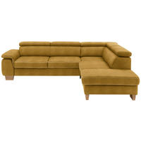 ECKSOFA in Mikrofaser Currygelb  - Currygelb/Eichefarben, Natur, Holz/Textil (273/226cm) - Beldomo System