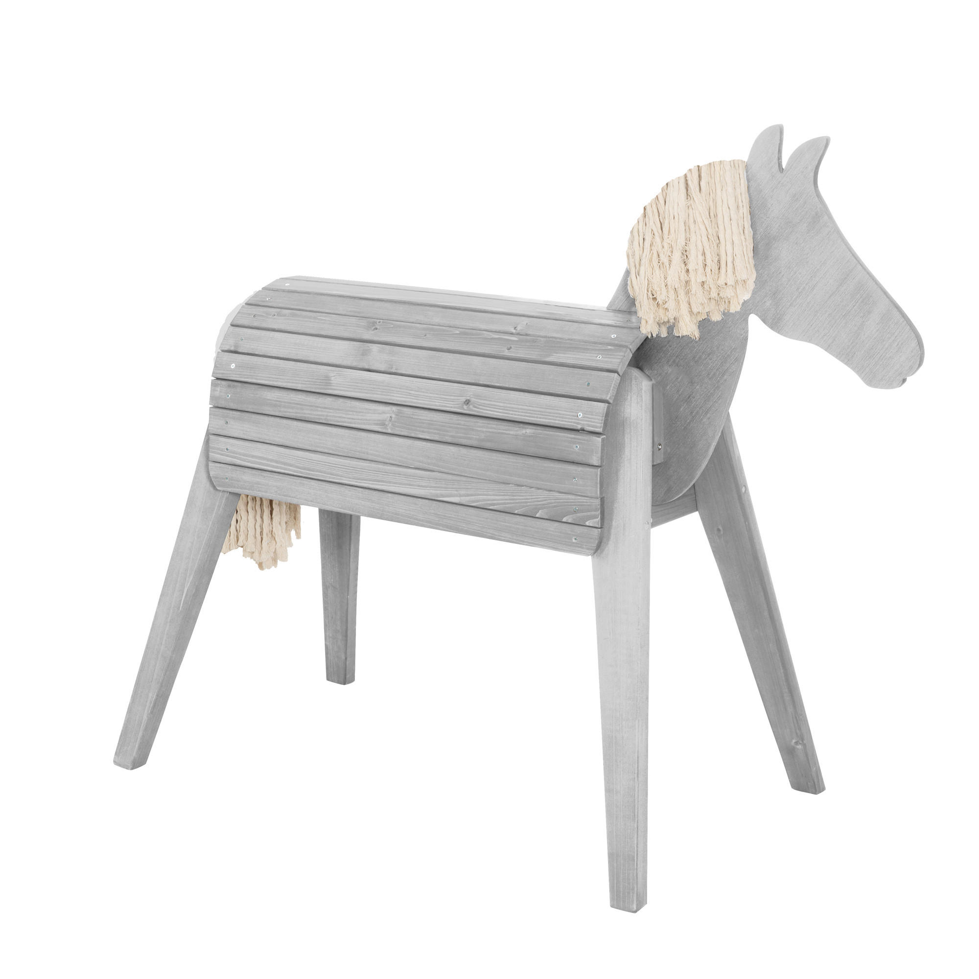 HOLZPFERD - Grau, Basics, Holz (63/123/153cm) - Roba