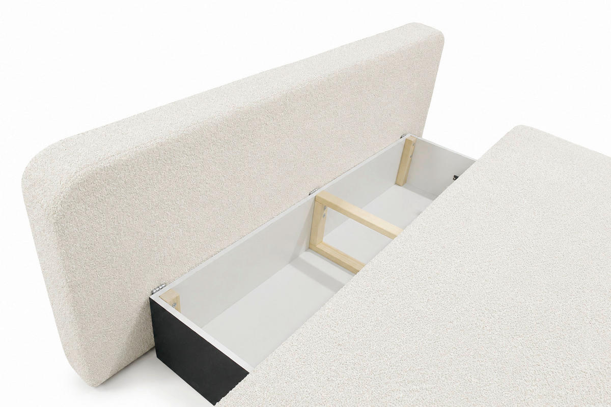 SCHLAFSOFA FREDO Bouclé Creme  inkl.  - Creme/Schwarz, Design, Kunststoff/Textil (212/93/100cm) - MID.YOU