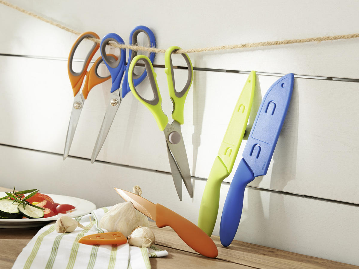 SADA NŮŽEK 3 ks - oranžová/modrá, Basics, kov/plast (11cm) - Boxxx