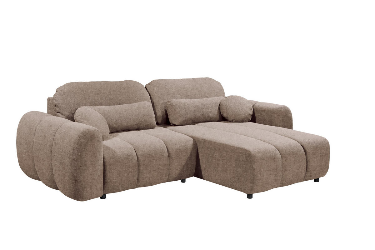 ECKSOFA Webstoff Taupe  - Taupe/Schwarz, Design, Kunststoff/Textil (260/192cm) - MID.YOU