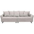 BIGSOFA  in Webstoff Hellgrau  - Hellgrau/Schwarz, KONVENTIONELL, Textil/Metall (282/94/127cm) - Ambia Home