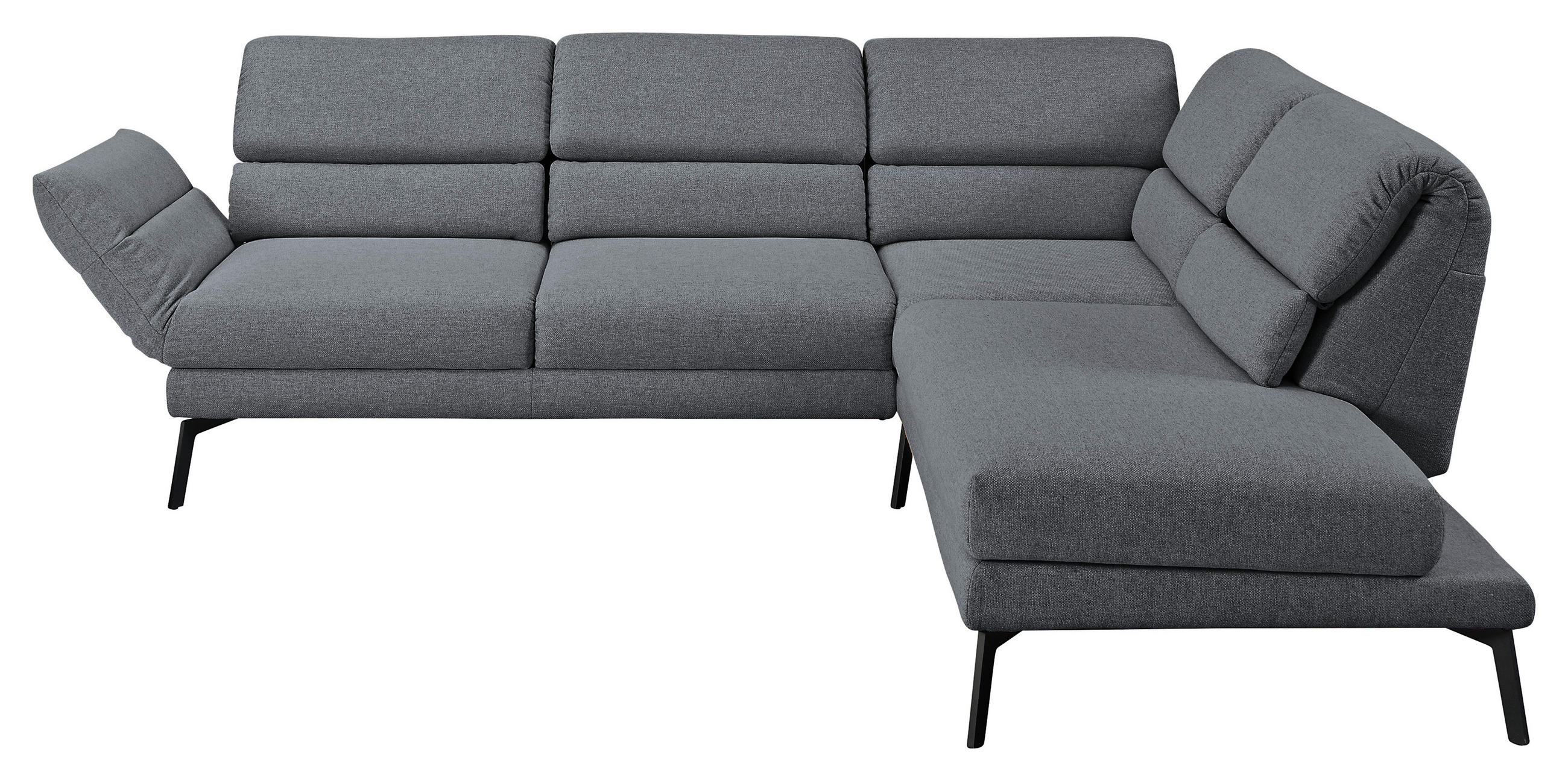 ECKSOFA Flachgewebe Anthrazit  - Anthrazit/Schwarz, Design, Textil/Metall (256-363/212-253cm) - Dieter Knoll