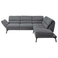 ECKSOFA Flachgewebe Anthrazit  - Anthrazit/Schwarz, Design, Textil/Metall (256-363/212-253cm) - Dieter Knoll
