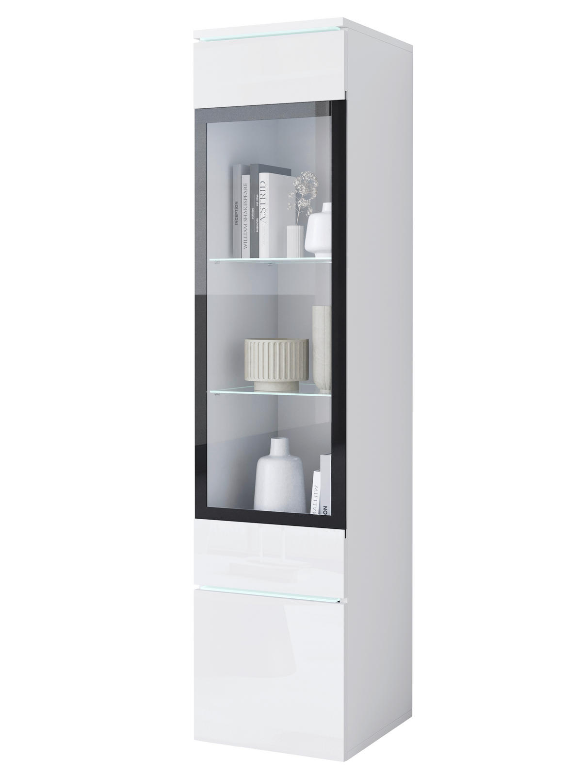 VITRINE  in Weiß, Weiß Hochglanz  - Weiß Hochglanz/Weiß, Design, Glas/Holzwerkstoff (30/130/33cm) - Livetastic