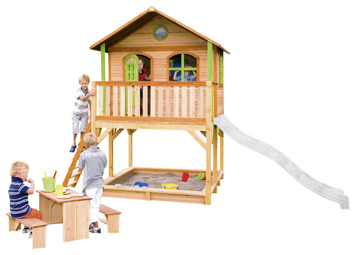 SPIELHAUS 432/293/212 cm  - Braun/Weiß, KONVENTIONELL, Holz (432/293/212cm) - Ambia Garden